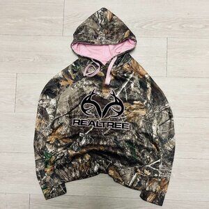 Real Tree Realtree Camo Womens Camouflage Pink Hoodie Sweatshirt size Large